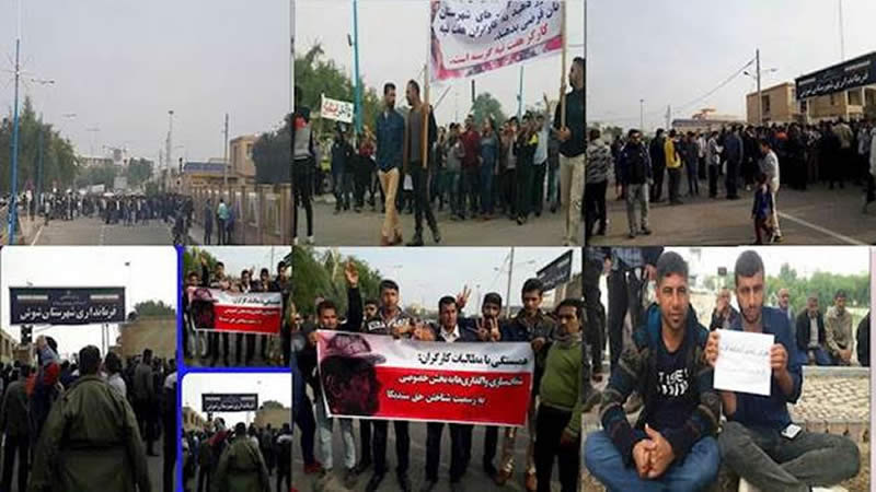 إضراب وتظاهرة عمال قصب السكر لليوم الثامن عشر في مدينة شوش
