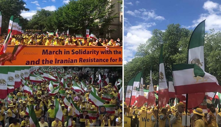 تظاهرة ومسيرة آلاف الإيرانيين من أمام وزارة الخارجية إلى البيت الأبيض دعمًا للمقاومة الإيرانية