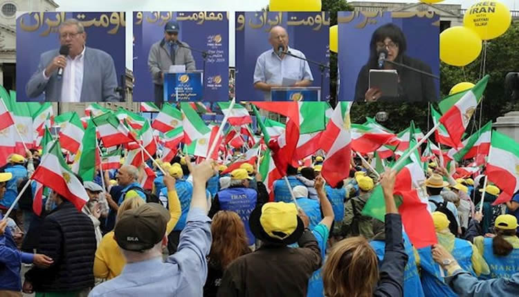 جوانب من كلمات الشخصيات المشاركة في مظاهرة الإيرانيين بلندن