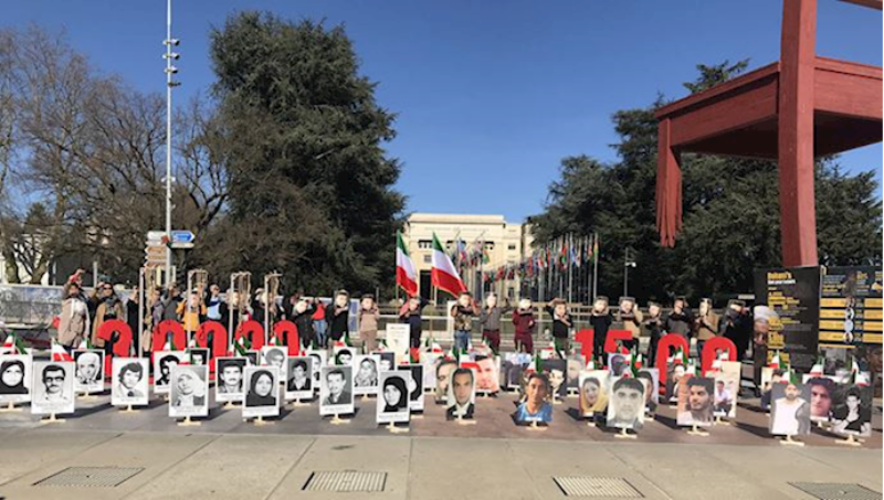 جنيف - مجلس حقوق الإنسان للأمم المتحدة - إيرانيون يتظاهرون ضد نظام الملالي