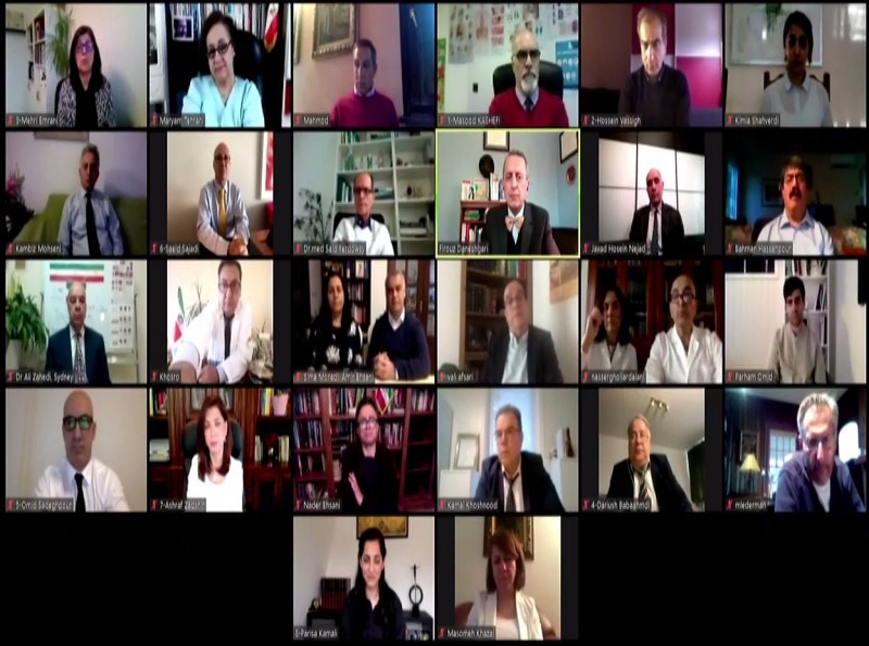 مؤتمر دولي عبر الإنترنت بحضور العشرات من الأطباء الإيرانيين بيان أكثر من 100 طبيب إيراني حول مأساة كورونا في إيران والسياسات اللا إنسانية لنظام الملالي