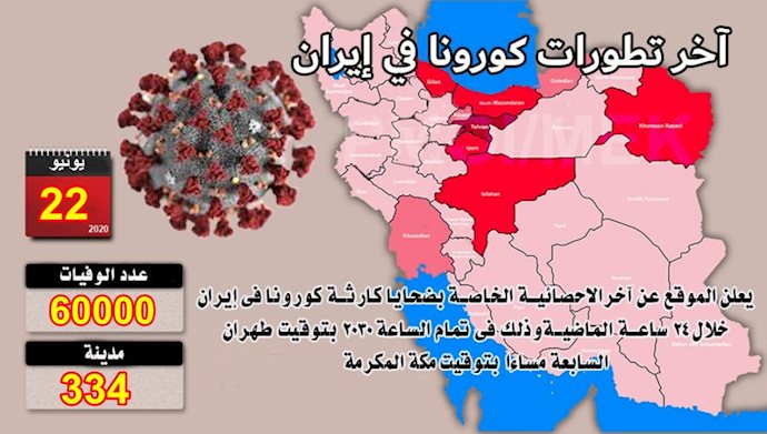 يوم الإثنين 22 يونيو-أحدث ضحايا فيروس كورونا في إيران