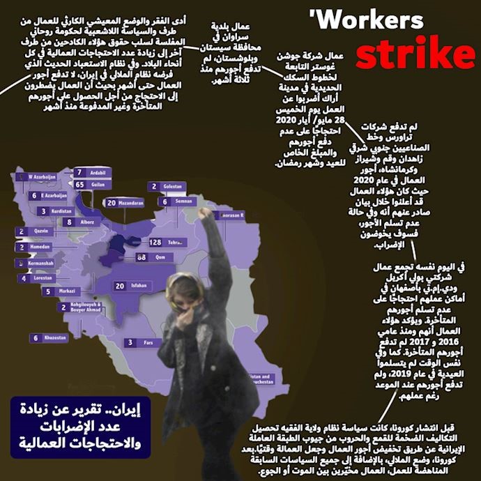 تقرير عن زيادة عدد الإضرابات والاحتجاجات العمالية في إيران