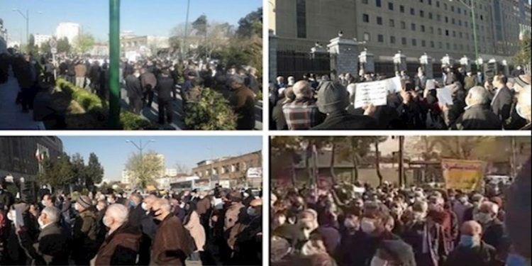 تجمع متقاعدي الصلب أمام مبنى مجلس شورى النظام الإيراني في طهران