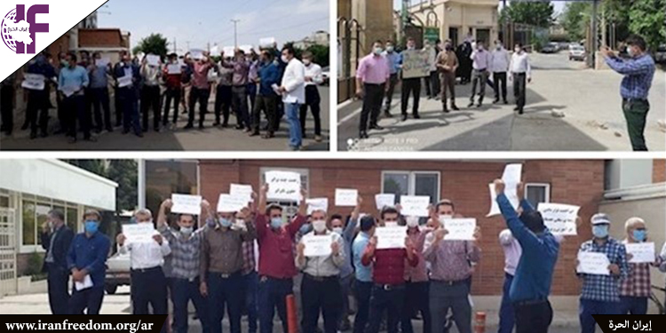 معلمون وعمال يحتجون على ظروف العمل السيئة والأجور غير المدفوعة في عدة مدن
