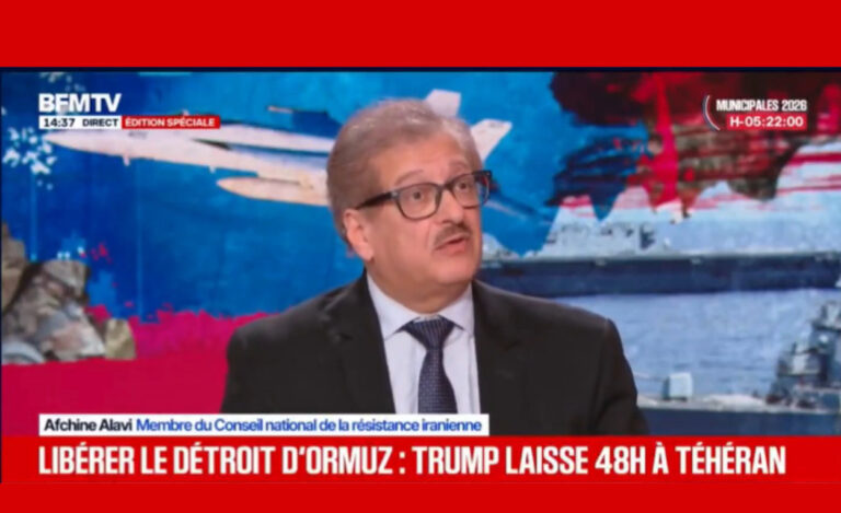 أفشين علوي لـ بي إف إم: ضرب البنية التحتية خطأ فادح، والمقاومة الإيرانية هي الحل الوحيد لإسقاط النظام استضافت شبكة بي إف إم تي في (BFMTV) الفرنسية، السيد أفشين علوي، عضو