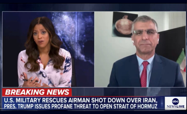 إي بي سي نيوز: صادق بور يؤكد أن المعركة الحقيقية هي بين الشعب والنظام الإيراني الذي يوشك على الانهيار في مقابلة تلفزيونية حاسمة مع شبكة إي بي سي نيوز الأمريكية، أكد مجيد صادق بور