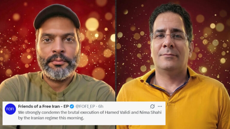 أصدقاء إيران الحرة بالبرلمان الأوروبي ينددون بإعدام سجينين سياسيين في رد فعل دولي سريع وغاضب على استمرار عمليات القتل الممنهج، أصدرت اللجنة البرلمانية لأصدقاء إيران الحرة في البرلمان الأوروبي بياناً شديد اللهجة، أدانت فيه بأشد العبارات إقدام السلطات التابعة لـ النظام الإيراني