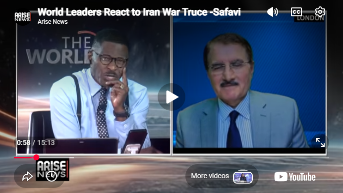 علي صفوي عبر أرايز نيوز: وقف إطلاق النار نافذة للانتفاضة، ولا بديل عن إسقاط ديكتاتورية الولي الفقيه في مقابلة تلفزيونية شاملة عبر قناة أرايز نيوز، قدم السيد علي صفوي، ع