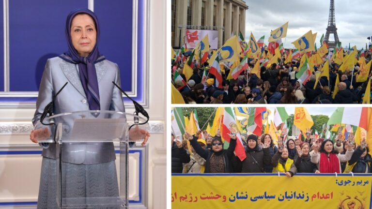 رسالة مريم رجوي إلى مظاهرة الإيرانيين في باريس أيها المواطنون، ومناصرو أشرف، وأصدقاء وداعمو المقاومة الإيرانية! إن تجمعكم اليوم هو شعلة من مقاومة وانتفاضة الشعب الإيراني