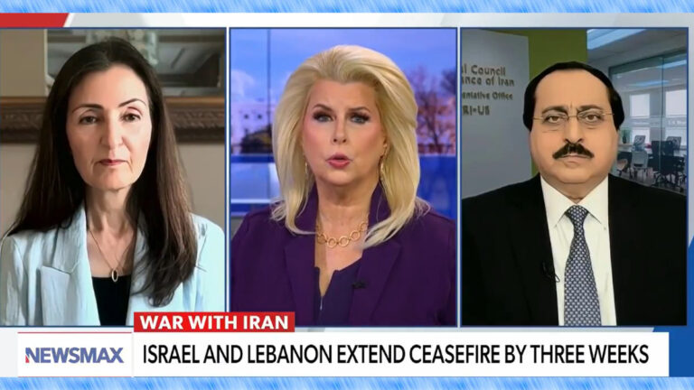 نيوزماكس: النظام الإيراني يماطل في المفاوضات ويصعد الإعدامات رعباً من انتفاضة حاسمة في مقابلة تلفزيونية مع شبكة نيوزماكس الأمريكية، أدارتها الإعلامية ريتا كوزبي