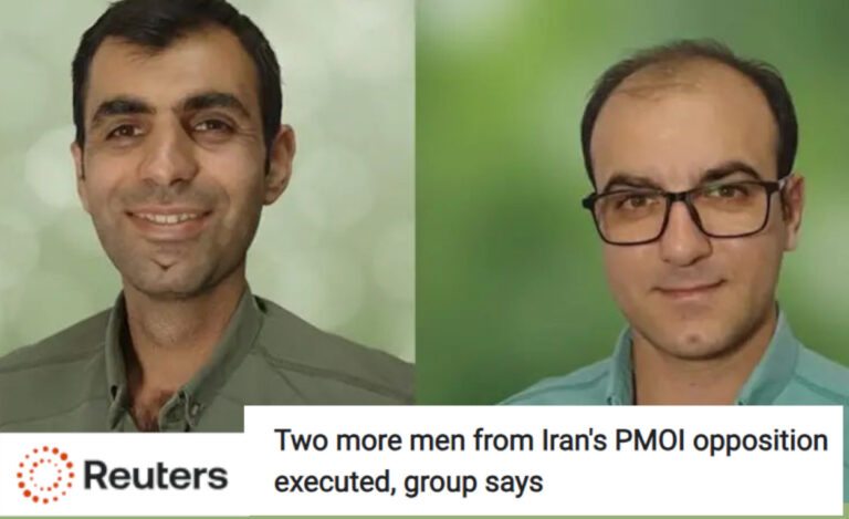 وكالة رويترز: النظام الإيراني يعدم رجلين آخرين من مجاهدي خلق أفادت وكالة رويترز للأنباء بأن النظام الإيراني أقدم على إعدام رجلين آخرين مرتبطين بمنظمة مجاهدي خلق الإيرانية