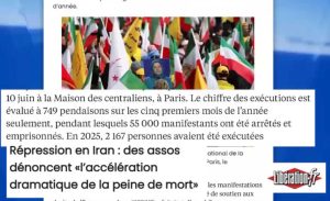 صحيفة ليبراسيون الفرنسية: منظمات دولية تدين التسارع الصادم للإعدامات في إيران، وحشد باريس المرتقب يتأهب لكسر جدار الصمت وتعرية مجازر الملالي في تقرير استقصائي وحقوقي بارز نشرته صحيفة ليبراسيون الفرنسية لعام 2026، سلطت الضوء على المؤتمر الصحفي الموسع الذي عقدته لجنة دعم حقوق الإنسان في إيران بالعاصمة باريس