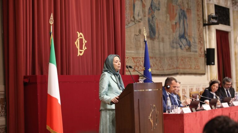 مريم رجوي في البرلمان الإيطالي: ما دام نظام الملالي قائما فلن تنعم المنطقة بالسلام والاستقرار مريم رجوي: بيان الأغلبية في كلا المجلسين الإيطاليين يعد نموذجاً ساطعاً لسياسة صحيحة تجاه إيران
