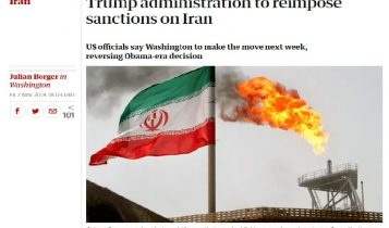 Photo of THE GUARDIAN's report about US sanctions against Iranian regime on November 2