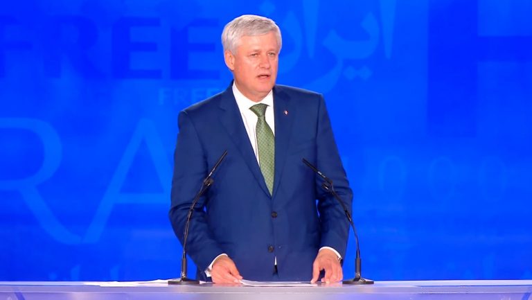 Canadian former Prime Minister Stephen Harper announced his support for the Iranian opposition led by Mrs. Maryam Rajavi and her the-point plan for achieving a free Iran in the PMOI/MEK members home in Albania Ashraf 3