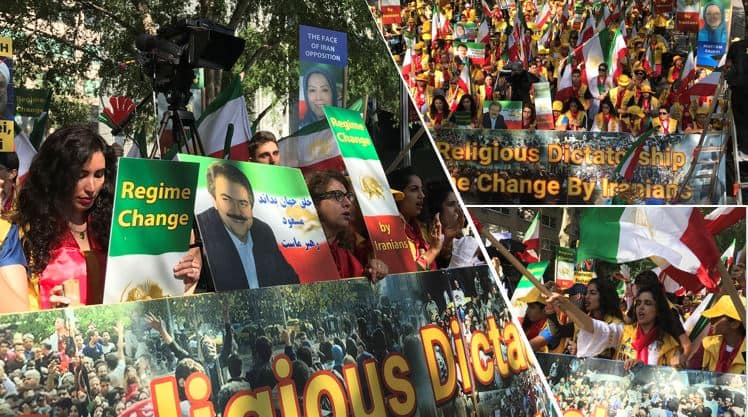 Iranian opposition group PMOI/MEK rallied outside the UN