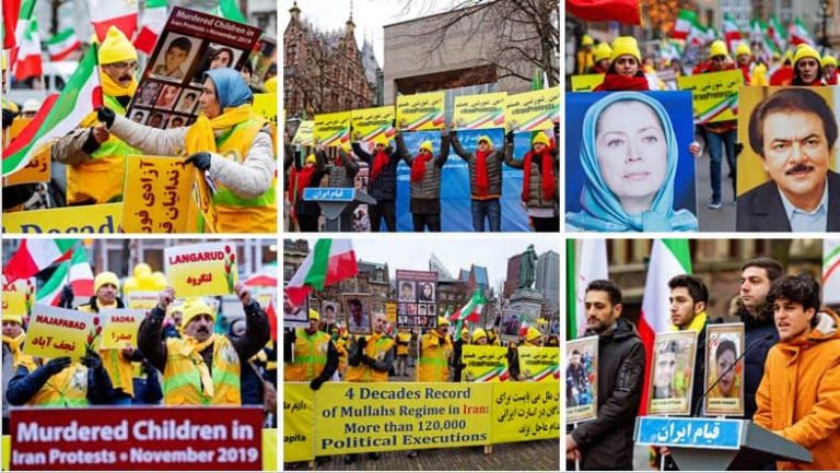 People’s Mojahedin Organization supporters stand shoulder to shoulder with Iran uprising