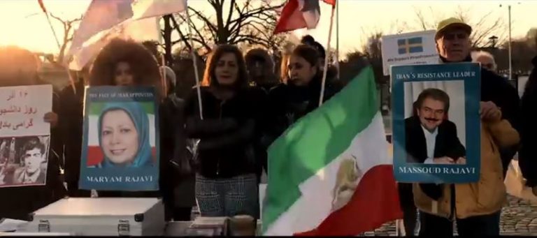 Protests by the exiled Iranians in Stockholm in support of Iran protests