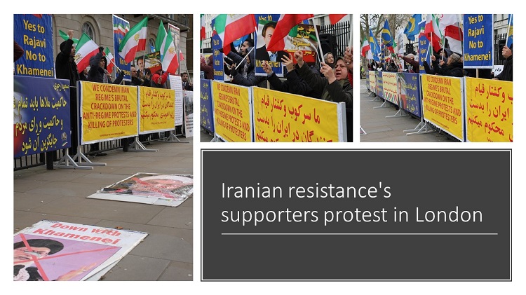 Iranian resistance's supporters protest in London, United Kingdom