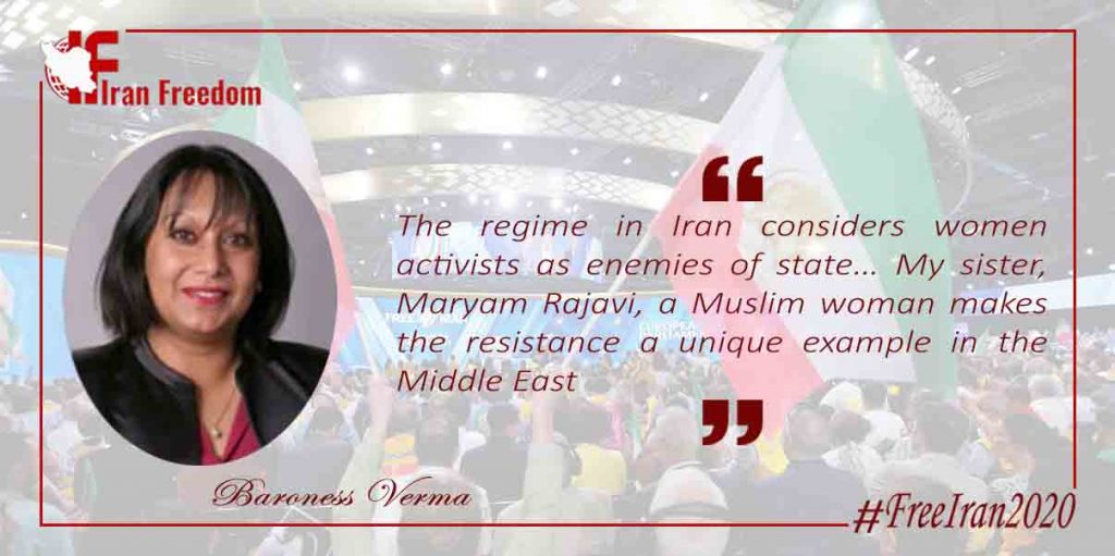 Baroness Verma's remarks on free Iran rally 2019 in Ashraf 3, Albania