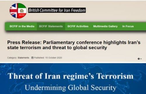 The British Committee for a Free Iran on October 15, 2020, in a press release highlighted the most important points of the parliamentary conference on the Iranian regime's state terrorism and the threat to global security.