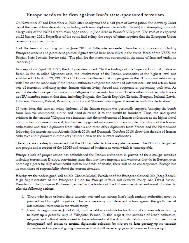 Statement by former European ministers- page1