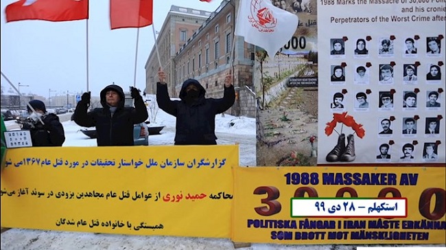 On Sunday, January 17, Iranians, Supporters of the People’s Mojahedin Organization of Iran (PMOI/MEK) demonstrated in Sweden, Stockholm, in Front of the Parliament, demanding justice for the Martyrs of the 1988 Massacre.