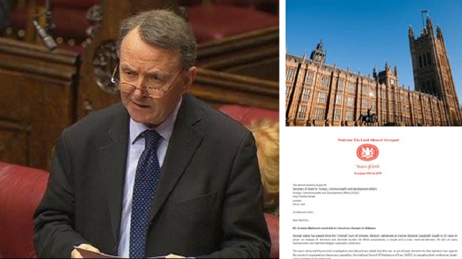 Lord Alton of Liverpool has written to the British Foreign Secretary Dominic Raab urging the UK government to hold the Iranian mullahs to account for state-sponsored terrorism, given the recent terrorism conviction of Iranian diplomat Assadollah Assadi.