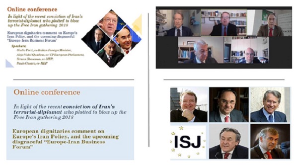 February 25, 2021: In light of the recent conviction of Iran’s diplomat-terrorist who plotted to blow up the Free Iran gathering in 2018, European prominent figures commented on Europe’s Iran policy, and the upcoming disgraceful “Europe-Iran Business Forum”.