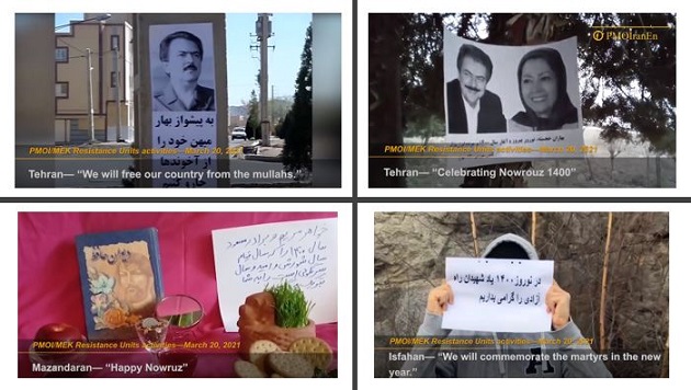 The supporters and sympathizers of the People’s Mojahedin Organization of Iran (PMOI/MEK) inside Iran celebrated Nowruz across the country and pledged to continue the struggle to overthrow the mullahs’ regime in the coming year.