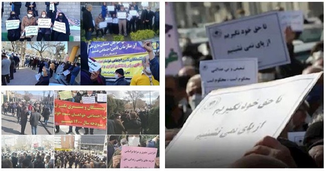 The Secretariat of the NCRI announced in a statement that on the morning of February 28, 2021, retirees and social security pensioners protested for the sixth time in Tehran and 25 other cities in objection to their terrible living conditions, high prices, and the indifference of the regime’s officials.