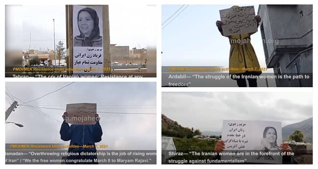Iranian women and supporters of the Iranian opposition People’s Mojahedin Organization of Iran (PMOI/MEK) organized a vast campaign across Iran celebrating International Women’s Day on March 8. They installed posters of Maryam Rajavi, the President-elect of the National Council of Resistance Iran (NCRI) and pledged to support her struggle for freedom and equality in Iran.