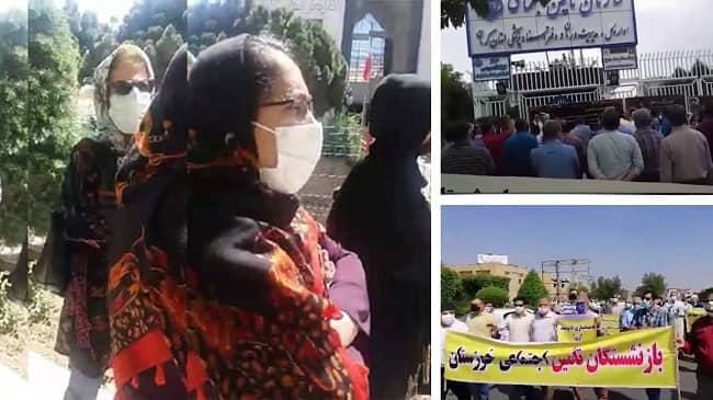 On Sunday, April 18, 2021, for the thirteenth week running in the past three months, retirees and pensioners protested against the dire living conditions, high prices, and low wages in Tehran and 16 other cities and called for a boycott of the regime’s sham elections.
