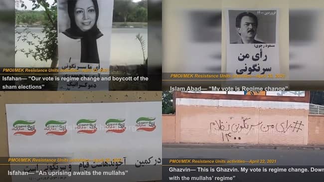 The Iranian Opposition network inside Iran(MEK Resistance Units) continued its vast campaign calling for the boycott of the regime’s sham presidential elections of June 2021.