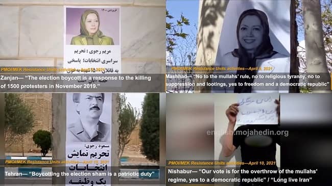 The Iranian Resistance Units are increasing their campaign for a nationwide boycott of the Presidential elections in June.