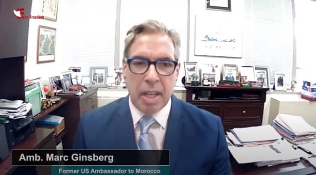 Marc Ginsberg, former US Ambassador to Morocco and White House Middle East adviser, addressed a panel of international dignitaries in an online conference, observing the holy month of Ramadan and declaring interfaith solidarity in the face of fundamentalism that has spread and promoted by the mullahs’ regime in Iran.