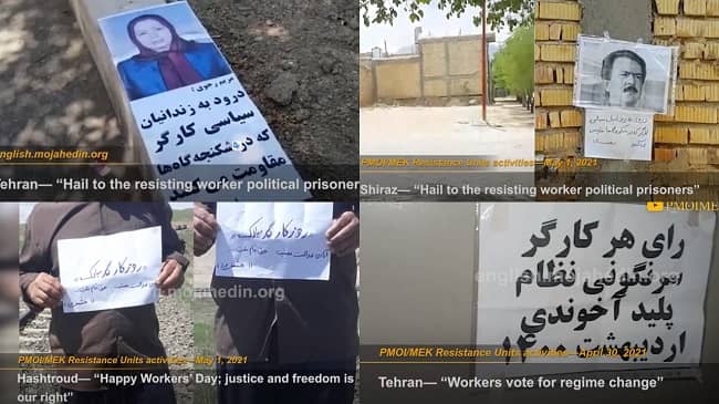 On May 1, on the occasion of the international workers day, the Iranian Resistance Units, the internal network of the People’s Mojahedin Organization of Iran (PMOI/MEK) organized widespread anti-regime activities across the country.