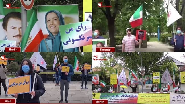Iranian supporters of the MEK and the NCRI held rallies in Berlin, Hamburg, Bonn, Münster, Gothenburg, Oslo, Vienna and Toronto against the dictatorship in Iran. They chanted slogans against the Iranian regime candidates for the coming sham presidential election in Iran.