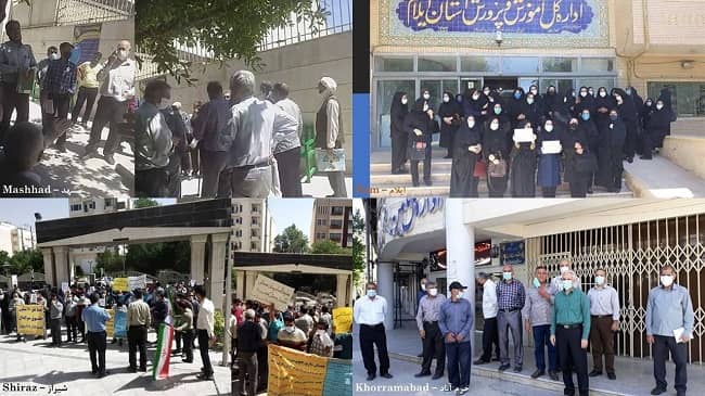 On Sunday morning, May 16, 2021, retirees and pensioners, as well as the teachers of the “literacy movement,” staged a protest in Tehran and 14 other cities against the dire economic situation, below-poverty-line salaries, and the regime’s failure to meet their minimum demands.