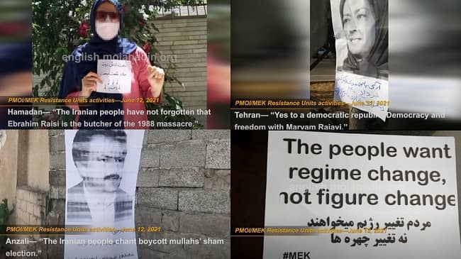 The PMOI/MEK Resistance Units continue to spread slogans against the Iranian regime sham election, calling for Iran presidential election boycott.