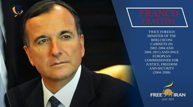Franco Frattini, Minister of Foreign Affairs of Italy (2008 –2011) & (2002 –2004), European Commissioner for Justice, Freedom and Security (2004 –2008), addressed at the Free Iran World Summit 2021 on July 10, 2021.