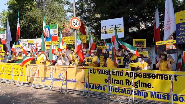 On Saturday, July 24, 2021, in Berlin, Iranians, supporters of the People's Mojahedin Organization of Iran(PMOI/MEK) and the National Council of Resistance of Iran(NCRI) gathered to support the Khuzestan uprising.