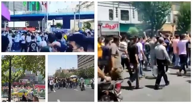 Mid-day today, the angry youth and people of Tehran demonstrated in Jomhouri Avenue and other parts of central Tehran, chanting, “Death to the dictator,” and “Khamenei, shame on you, leave our nation alone.”