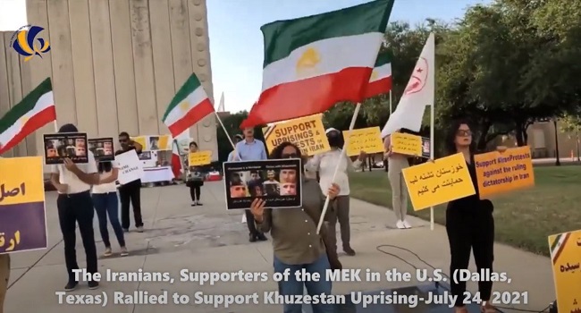 On Saturday, July 24, 2021, The Iranian American Community of North Texas (IACNT), supporters of the People's Mojahedin Organization(PMOI/MEK) and the National Council of Resistance of Iran(NCRI), gathered to support the Khuzestan uprising.