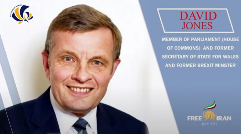 Rt Hon. David Jones, Deputy Chairman of the European Research Group since 2020, MP for Cloud West since 2005, former Secretary of State for Wales and former BREXIT Minister, addressed at the 2nd Day of The Free Iran World Summit on July 11, 2021.