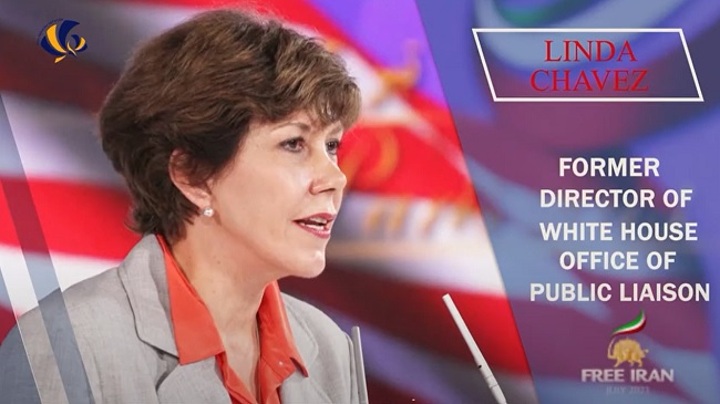 Linda Chavez, Director of the Office of Public Liaison, addressed at the Free Iran World Summit 2021 on July 10, 2021.