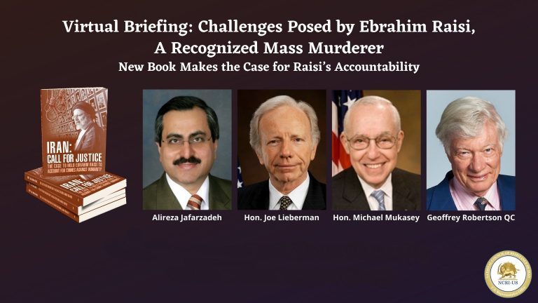 Simultaneously with the inauguration of Ebrahim Raisi, the 1988 massacre executioner, the Office of the National Resistance Council of Iran in the United States (NCRI-US) held an online conference to present its new book, "Iran, Call for Justice - Audit of Ebrahim Raisi for Crime Against Humanity."