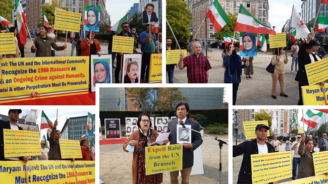 On September 21, 2021, Iranians gathered in front of the EU commission in Brussels to express their outrage about the speech of the mullahs' regime president, although via a video conference, in the UNGA.