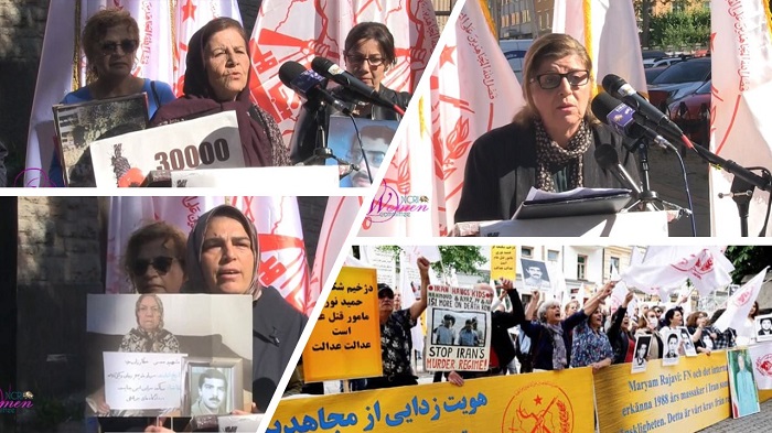 Mother Hamdam who never received the body of her son killed under torture, former political prisoner Mehri Omrani, and Behnaz Attarzadeh whose two brothers were killed by the mullahs regime